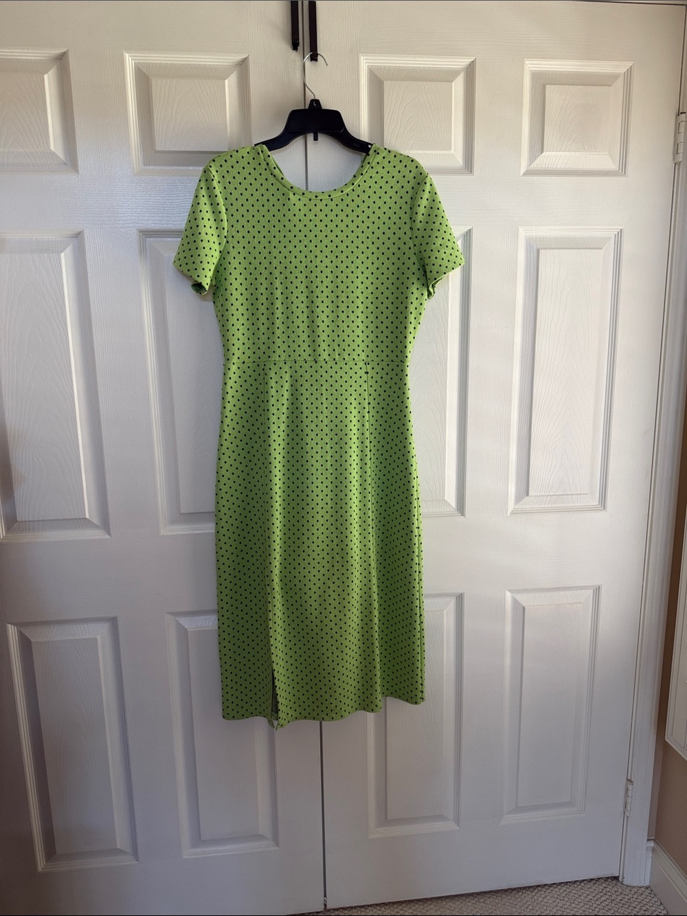 Zara Lime Green Short-Sleeve Polka Dot Dress